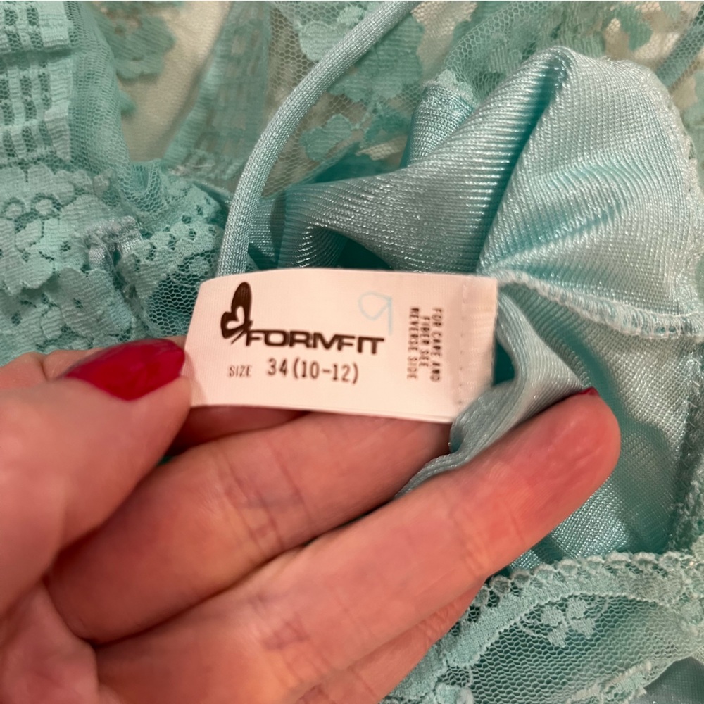 Vintage 40 50 Formfit Retro Blue Satin Lace Teddy Lingerie Romper fairycore Slip - Picture 13 of 17